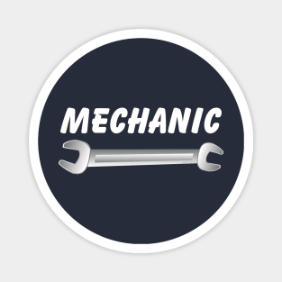 Mechanic Wrench White Text Magnet